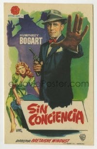 4a726 ENFORCER Spanish herald '55 different Jano art of Humphrey Bogart close up with gun in hand!