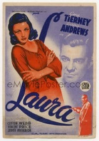 4a810 LAURA Spanish herald '46 different Soligo art of Dana Andrews & sexy Gene Tierney, Preminger