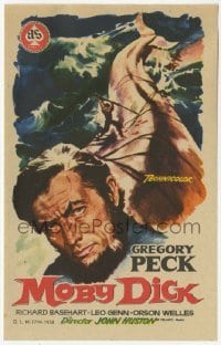 4a836 MOBY DICK Spanish herald '58 John Huston, different art of Gregory Peck & the giant whale!