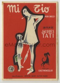 4a838 MON ONCLE Spanish herald '58 cool art of Jacques Tati as My Uncle, Mr. Hulot!