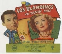 4a841 MR. BLANDINGS BUILDS HIS DREAM HOUSE die-cut Spanish herald '49 Cary Grant, Myrna Loy, cool!