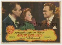 4a886 POSSESSED Spanish herald '50 Joan Crawford between Van Johnson & Raymond Massey, different!