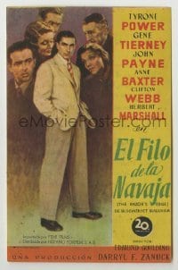4a892 RAZOR'S EDGE Spanish herald '48 Tyrone Power, Gene Tierney, W. Somerset Maugham