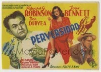 4a918 SCARLET STREET Spanish herald '47 Fritz Lang film noir, Edward G. Robinson, Joan Bennett