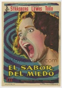 4a919 SCREAM OF FEAR Spanish herald '61 Hammer, different Albericio art of scared Susan Strasberg!