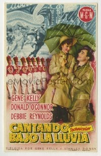 4a924 SINGIN' IN THE RAIN Spanish herald '53 Gene Kelly & Debbie Reynolds under umbrella!