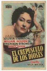 4a944 SUNSET BOULEVARD Spanish herald '52 different close up of Gloria Swanson with drink!