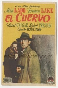 4a956 THIS GUN FOR HIRE Spanish herald '40s great image of Alan Ladd w/ gun & sexy Veronica Lake!