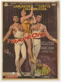 4a961 TRAPEZE Spanish herald '56 MCP art of Burt Lancaster, Gina Lollobrigida & Tony Curtis!