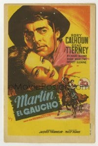 4a979 WAY OF A GAUCHO Spanish herald '53 Soligo art of beautiful Gene Tierney & Rory Calhoun!