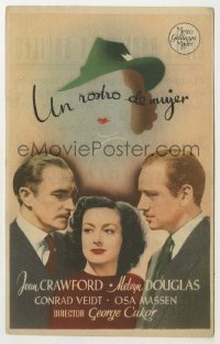 4a993 WOMAN'S FACE Spanish herald '44 Joan Crawford, Melvyn Douglas, Conrad Veidt, different!