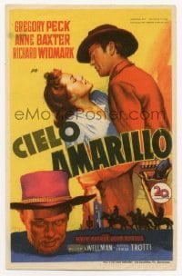 4a997 YELLOW SKY Spanish herald '48 Soligo art of Gregory Peck, Anne Baxter & Richard Widmark!