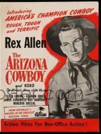 4a241 ARIZONA COWBOY English pressbook '49 cool artwork of Rex Allen with six-shooter!