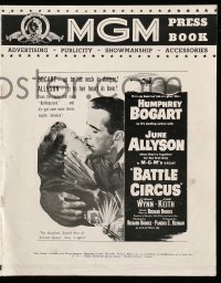 4a242 BATTLE CIRCUS English pressbook '53 great close up of Humphrey Bogart kissing June Allyson!