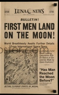 4a091 FIRST MEN IN THE MOON herald '64 Ray Harryhausen, H.G. Wells, cool Luna News newspaper!