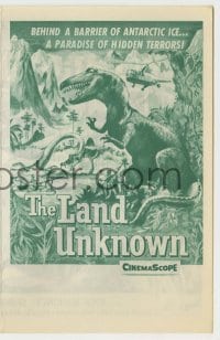 4a141 LAND UNKNOWN herald '57 a paradise of hidden terrors, art of dinosaurs by Ken Sawyer!