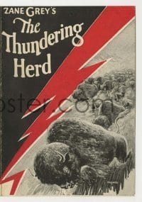4a219 THUNDERING HERD herald '25 Zane Grey, Jack Holt, Lois Wilson, great art of buffalo herd!