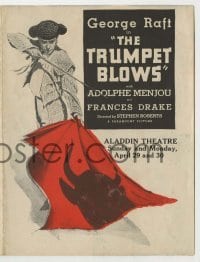 4a223 TRUMPET BLOWS herald '34 full-length art of George Raft in matador outfit, ultra rare!