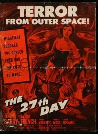4a266 27th DAY pressbook '57 terror from space, five people given the power to destroy nations!