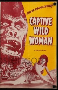 4a303 CAPTIVE WILD WOMAN pressbook R48 great images of wacky ape monster & sexy Acquanetta!