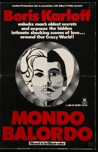 4a451 MONDO BALORDO pressbook '67 Boris Karloff unlocks man's oldest oddities & shocking scenes!