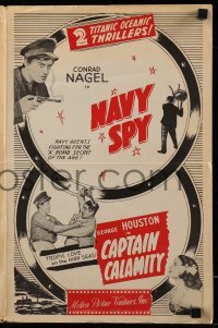 4a459 NAVY SPY/CAPTAIN CALAMITY pressbook '47 Conrad Nagel, George Houston, oceanic thrillers!