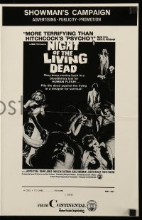 4a465 NIGHT OF THE LIVING DEAD pressbook '68 George Romero classic, they lust for human flesh!