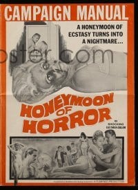 4a476 ORGY OF THE GOLDEN NUDES pressbook '64 honeymoon of ecstasy turns into a Honeymoon of Horror!