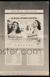 4a489 PORTRAIT OF JENNIE/INTERMEZZO pressbook '56 Jennifer Jones & Ingrid Bergman!