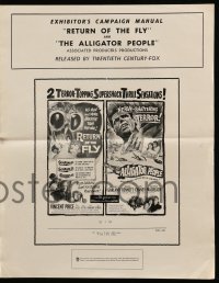 4a501 RETURN OF THE FLY/ALLIGATOR PEOPLE pressbook '59 terror-topping supershock thrill sensations!