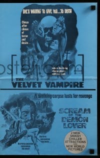 4a524 SCREAM OF THE DEMON LOVER/VELVET VAMPIRE pressbook '70s waiting to love you to death!