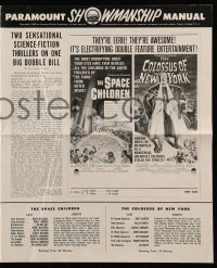 4a552 SPACE CHILDREN/COLOSSUS OF NEW YORK pressbook '58 electrifying double feature or horror!