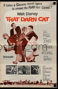 4a586 THAT DARN CAT pressbook '65 great art of Disney Siamese feline, Hayley Mills!