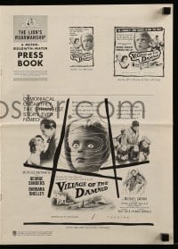 4a614 VILLAGE OF THE DAMNED pressbook '60 George Sanders won't leave those strange kids alone!