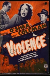 4a615 VIOLENCE pressbook '47 Nancy Coleman, Michael O'Shea, Sheldon Leonard, fascism in America!