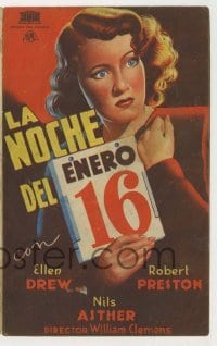 4a851 NIGHT OF JANUARY 16th Spanish herald '41 different art of Ellen Drew, Preston, Ayn Rand!