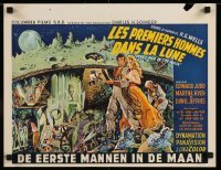 4b304 FIRST MEN IN THE MOON Belgian '64 Ray Harryhausen, H.G. Wells, fantastic sci-fi art!