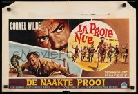 4b319 NAKED PREY Belgian '68 art of Cornel Wilde stripped and weaponless in Africa!