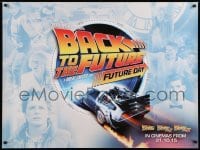 4b140 BACK TO THE FUTURE FUTURE DAY DS British quad '15 Michael J. Fox, Lloyd, Thompson, Glover!