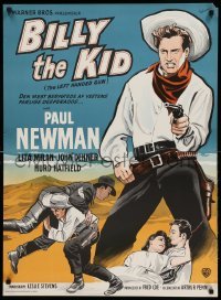 4b359 LEFT HANDED GUN Danish '62 great different Stevenov art of Paul Newman as Billy the Kid!