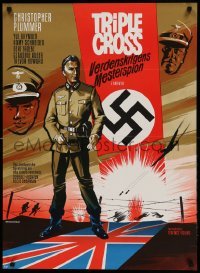 4b386 TRIPLE CROSS Danish '67 different Stevenov art of Christopher Plummer, Nazis!