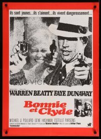 4b810 BONNIE & CLYDE French 22x31 R80s notorious crime duo Warren Beatty & Faye Dunaway, Ferracci!