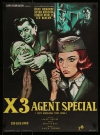 4b849 HOT ENOUGH FOR JUNE French 23x31 '65 English Agent 008 3/4, cool art of Bogarde & Koscina!