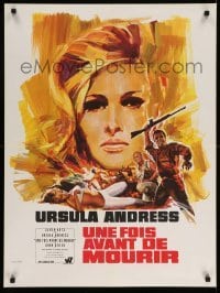 4b880 ONCE BEFORE I DIE French 24x32 '66 sexy Ursula Andress, cool Landi artwork!