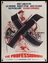 4b888 PROFESSIONALS French 24x32 R70s Mascii art of Lancaster, Lee Marvin & sexy Claudia Cardinale!