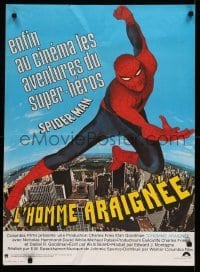4b905 SPIDER-MAN French 23x31 '78 Marvel Comic, great image of Nicholas Hammond as Spidey!