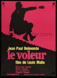 4b913 THIEF OF PARIS French 23x31 R70s Louis Malle, cool silhouette art of Jean-Paul Belmondo!