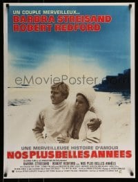 4b922 WAY WE WERE French 24x32 '73 Barbra Streisand & Robert Redford on the beach!