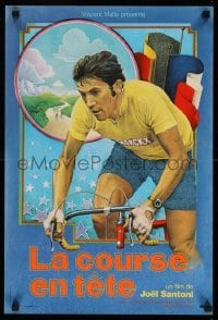 4b967 LA COURSE EN TETE French 16x24 '74 Santoni, art of real life cyclist Eddy Merckx on bike!