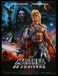 4b972 MASTERS OF THE UNIVERSE French 15x20 '87 Lundgren as He-Man, different Jean Mascii art!